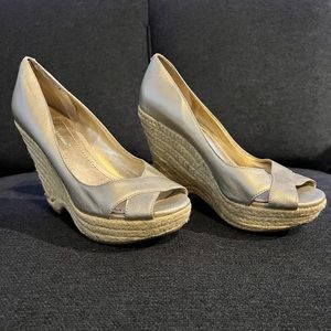 Gold BCBGeneration rope wedge heels sz. 6